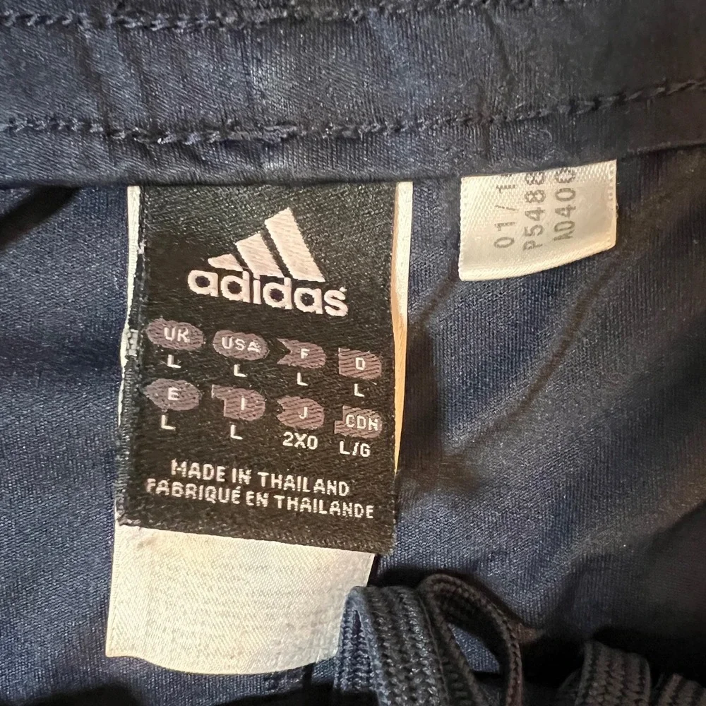 Adidas Men's Navy 3 Stripe Athletic Soccer Gym Shorts Size Large L Drawstring